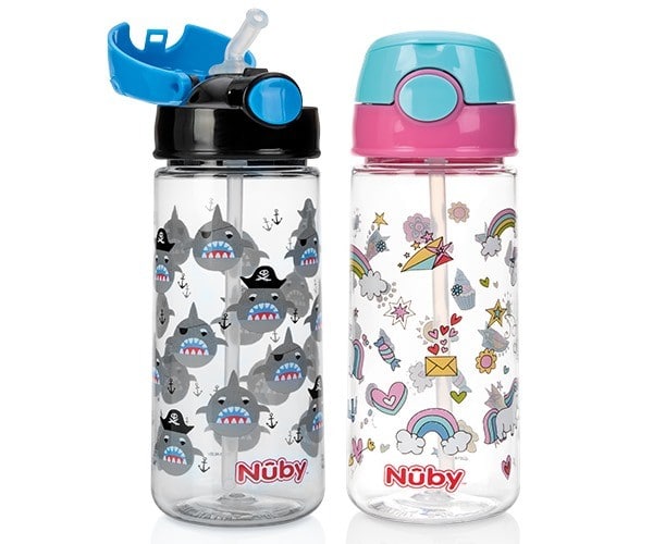 Borraccia Nuby In Tritan Con Cannuccia Silicone - 540 Ml, Azzurra, Per Bambini 3+ - Foto 2