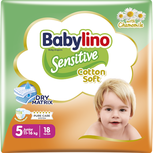 Pannolini Sensitive Taglia 5 Junior (11-16 kg)_babylino Pannolini Sensitive Taglia 5 Junior (11-16 kg)_babylino