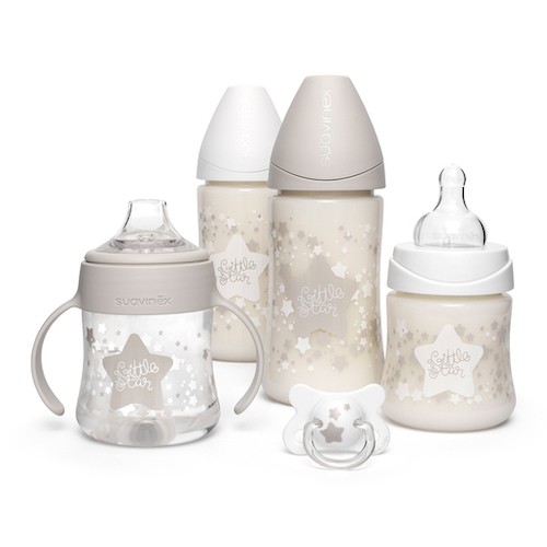 Set di Biberon con Ciuccio Little Star White - MammacheTest