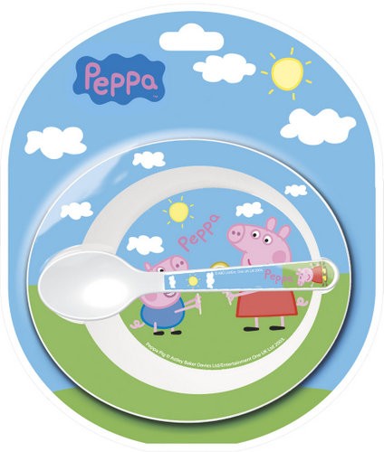 Cucchiaio e Forchetta Multicolore Ciotola Tazza STOR 85279 Peppa Pig Set Pappa 5 Pezzi con Piatto 