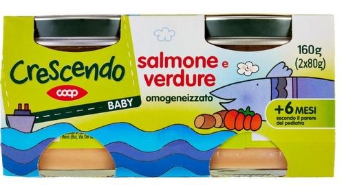 Omogeneizzato salmone e verdure