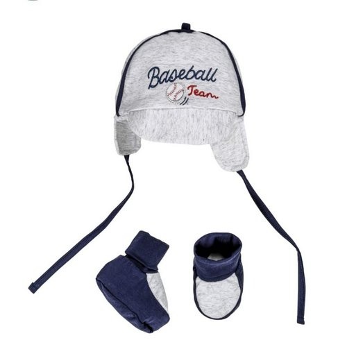 Set Neonato Cappellino e Scarpine in Cotone Baseball Team