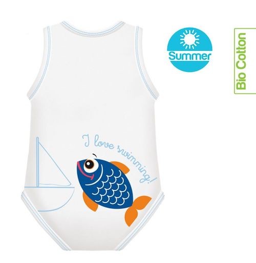 Body Summer Cotone Biologico Tinta Unita con Stampa_J Bimbi