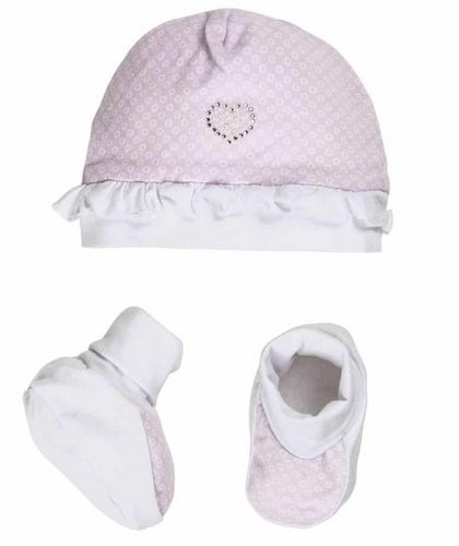 Set Neonata Cappellino e Scarpine in Jersey Cuoricino