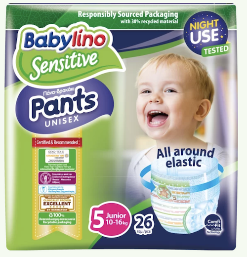 Pannolini Mutandina Sensitive Taglia 5 Junior (10-16 kg) - Babylino