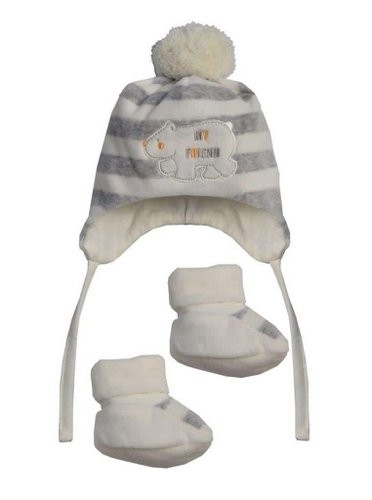 Set Neonato Cappellino e Scarpine in Ciniglia Orsetto