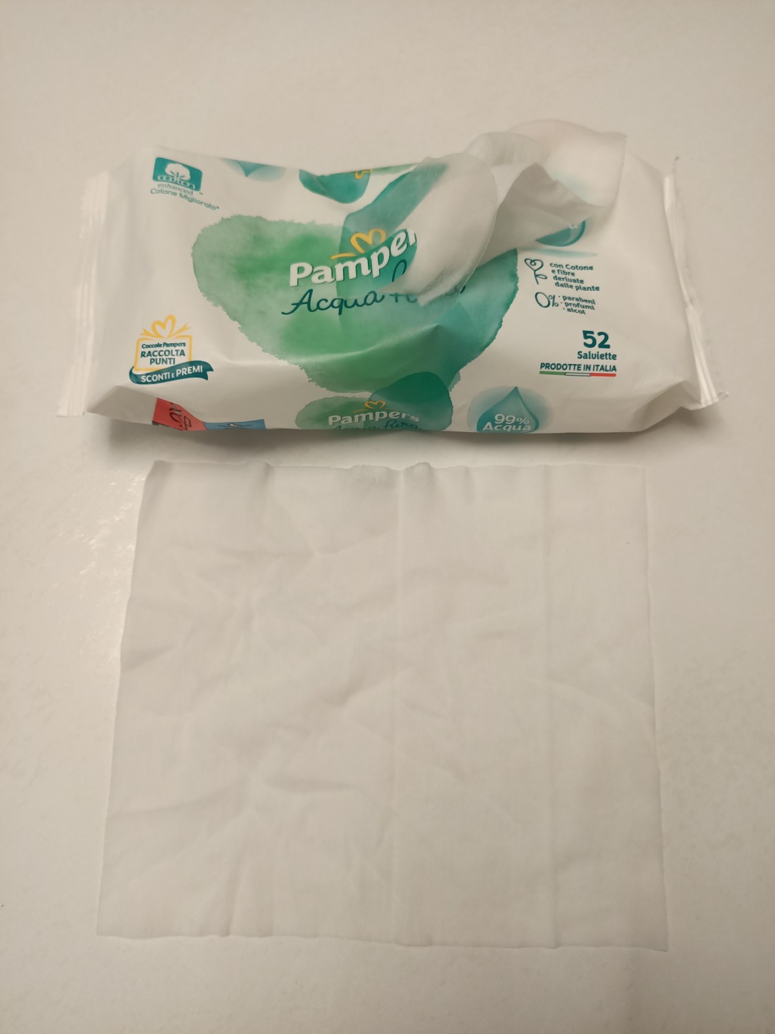 Paniate - Pampers Salviette Acqua Pura in Cotone e Fibre Vegetali - 52 pz