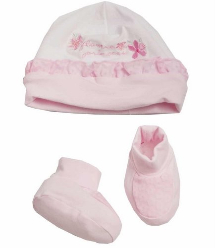 Set Neonata Cappellino e Scarpine Rosa