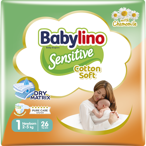 Pannolini Sensitive Taglia 1 Newborn (2-5 kg)-Babylino Pannolini Sensitive Taglia 1 Newborn (2-5 kg)-Babylino