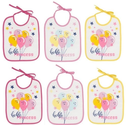 Set 6 Bavaglini con Laccio Hello Princess