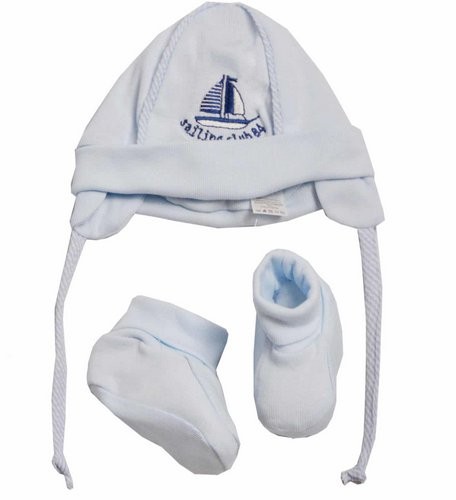 Set Neonato Cappellino e Scarpine in Cotone