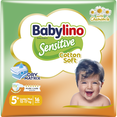 Pannolini Sensitive Taglia 5+ Junior Plus (12-17 kg)-Babylino Pannolini Sensitive Taglia 5+ Junior Plus (12-17 kg)-Babylino