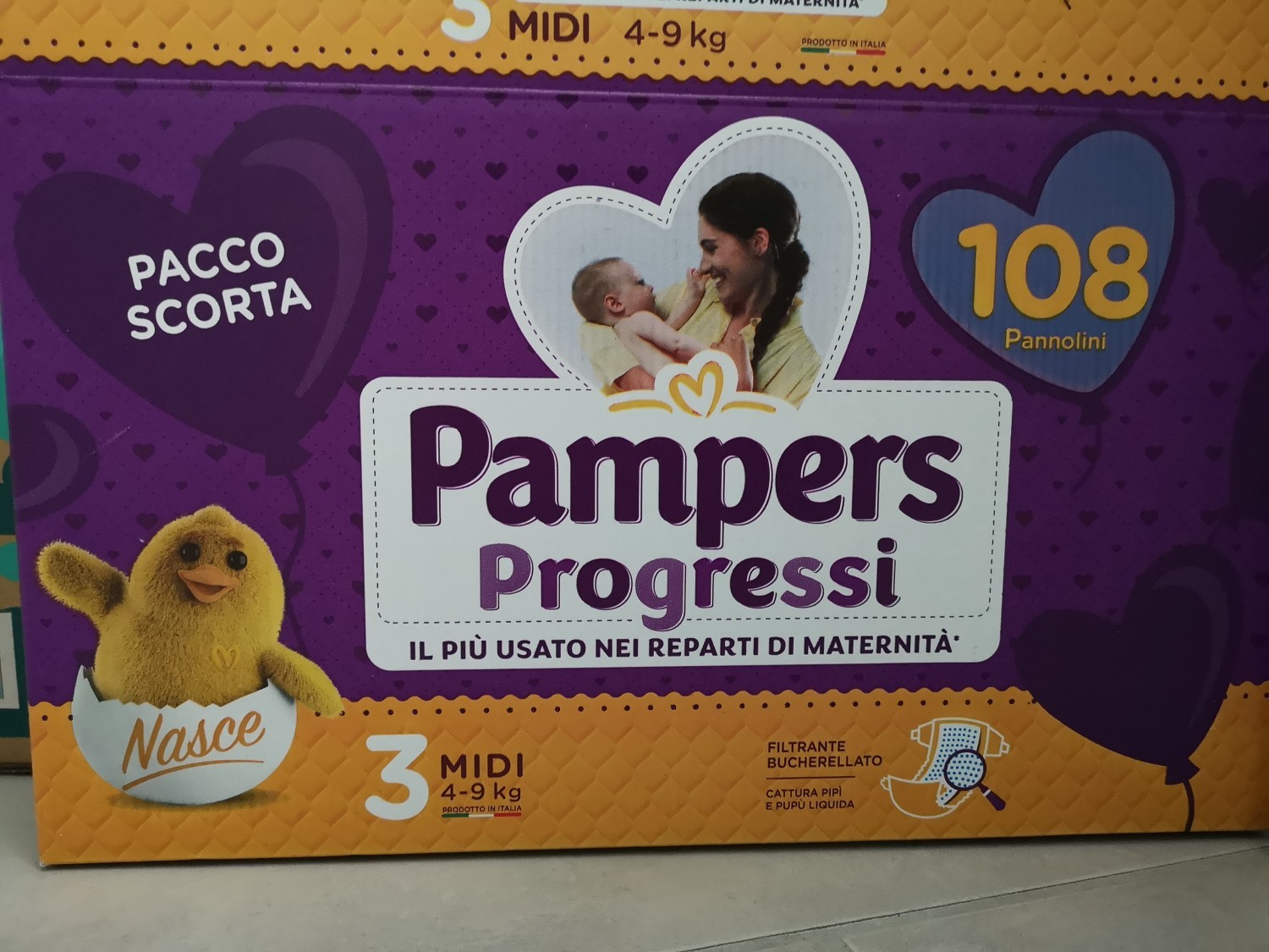 Pacco scorta dei pampers per più convenienza