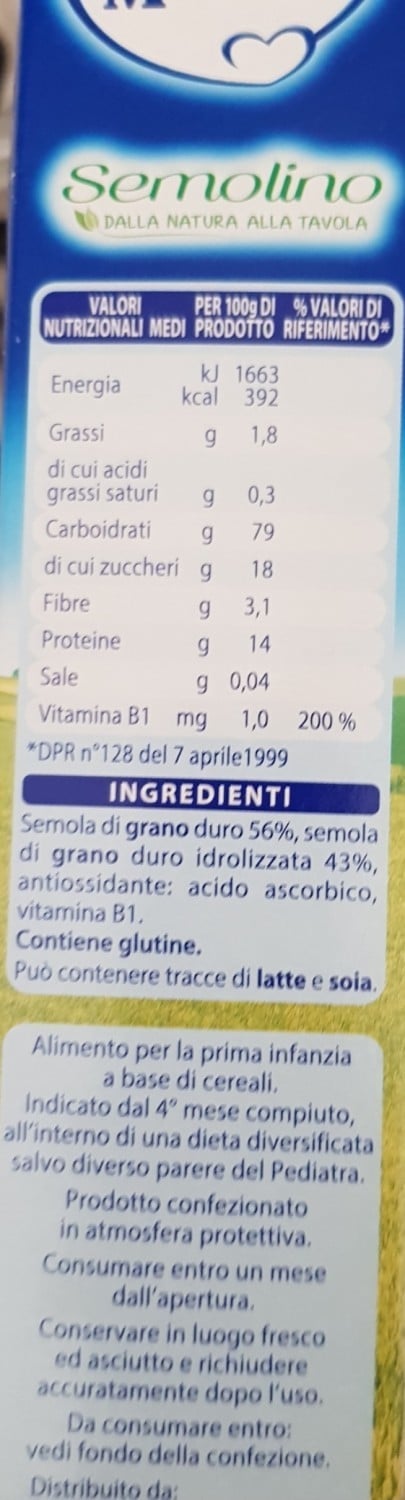 tabella nutrizionale