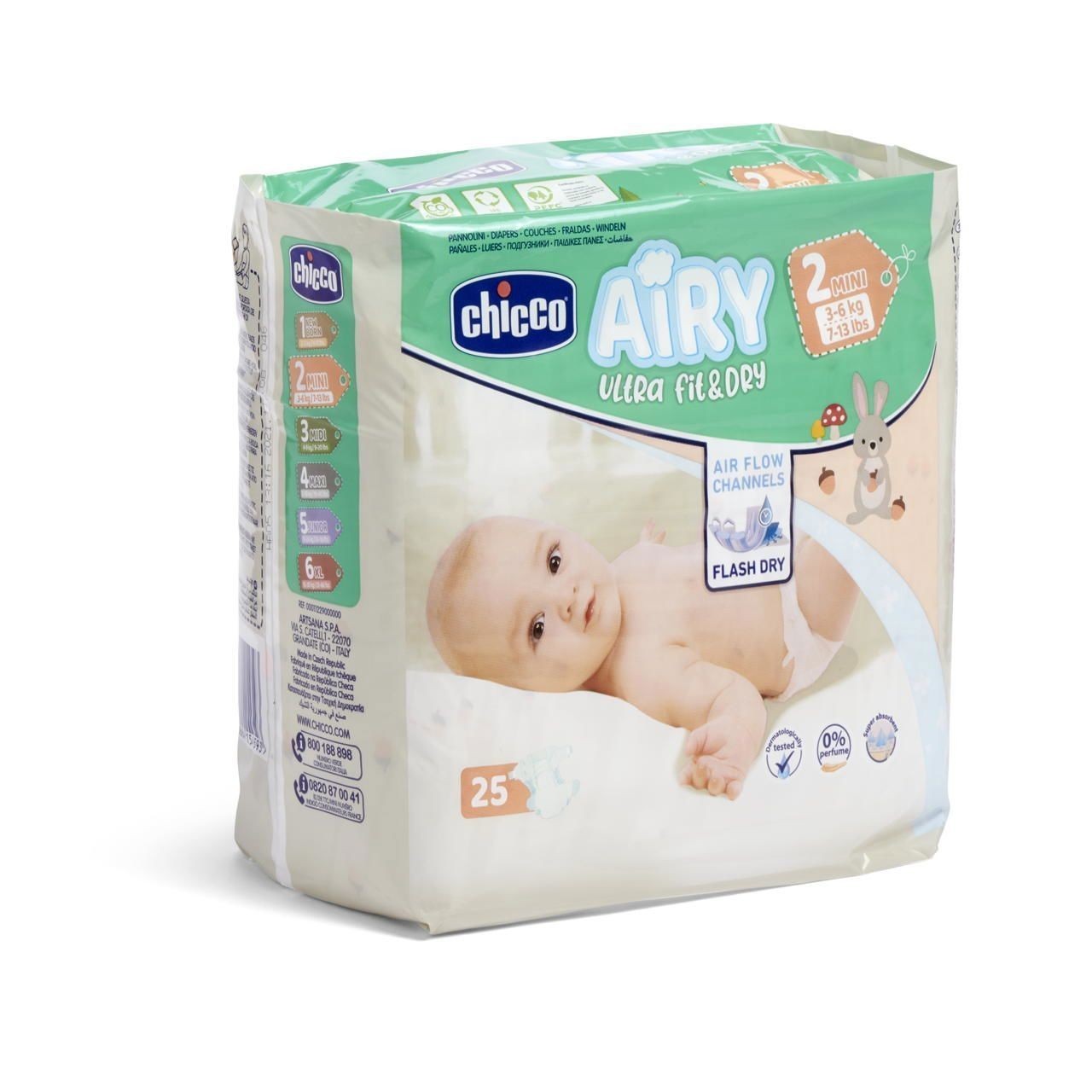 Pannolini Airy Ultra Fit&Dry Taglia 2 Mini (3-6 kg)