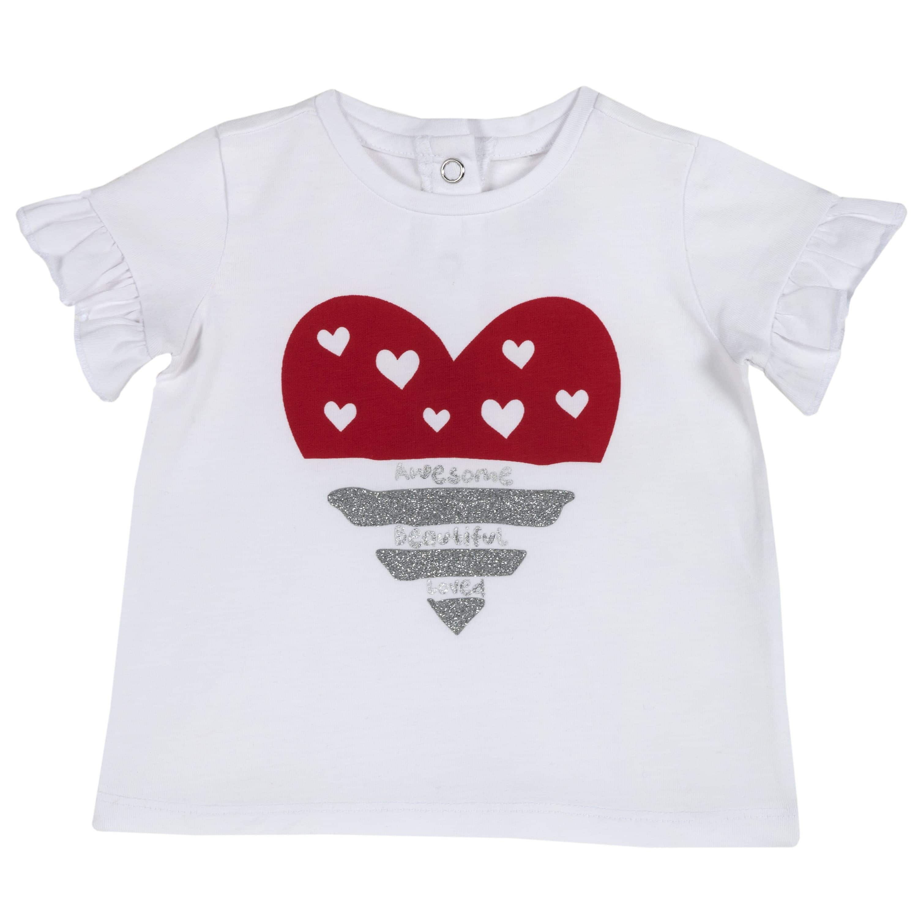 T-shirt con Volant e Stampa