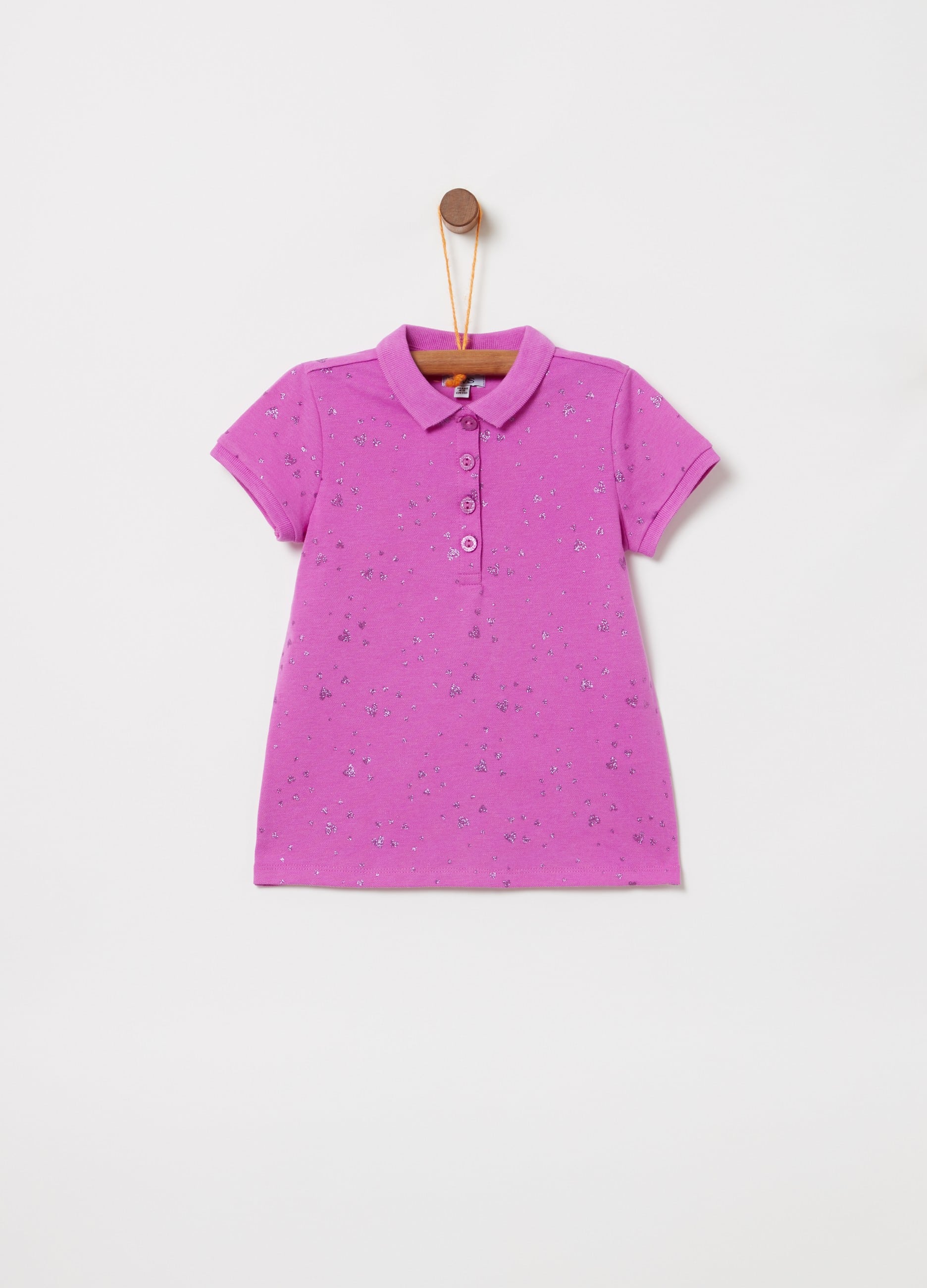 Polo Stretch Fluo con Glitter All-over