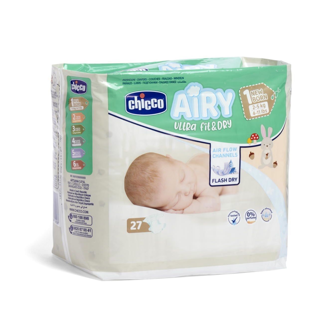 Pannolini Airy Ultra Fit&Dry Taglia 1 Newborn (2-5 kg)