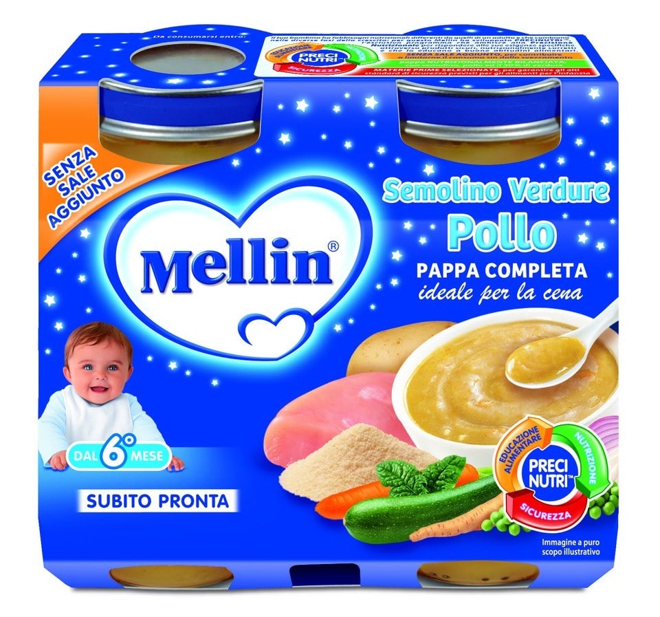 Pappa Completa Verdura Semolino Pollo Mellin