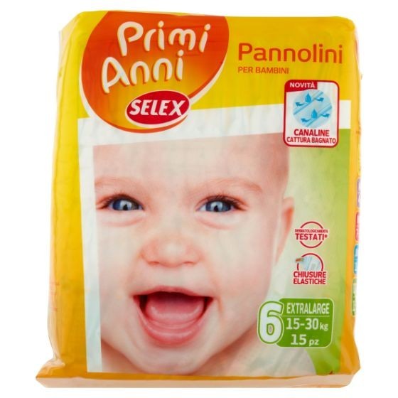 Pannolini Selex Primi Anni Taglia Extralarge (15-30 kg)